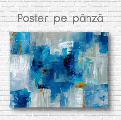 Poster - Nuanțe abstracte de albastru, 45 x 30 см, Panza pe cadru, Abstracție