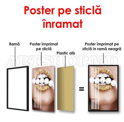 Poster - Buze aurii, 30 x 60 см, Panza pe cadru, Glamour