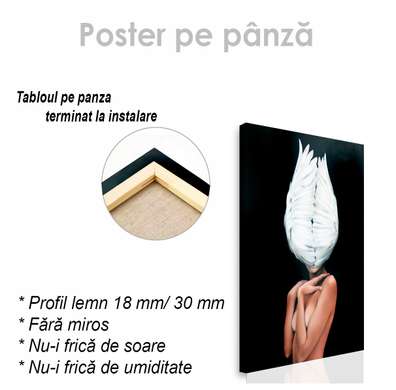 Poster - Fata- Lebădă, 30 x 45 см, Panza pe cadru, Nude