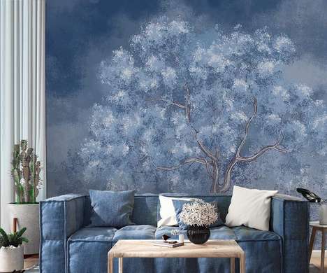 Wall Mural - Wood in shades of blue