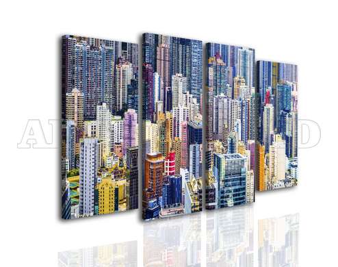 Tablou Pe Panza Multicanvas, Orașul multicolor, 198 x 115, 198 x 115
