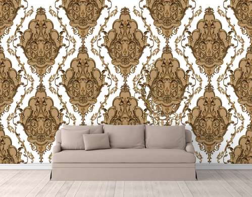Wall Mural - Golden pattern on a white background