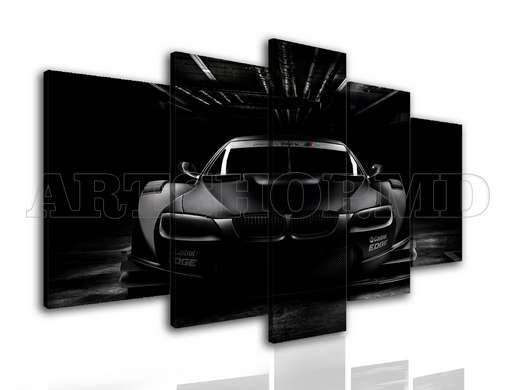 Modular picture, Black car on a black background, 108 х 60