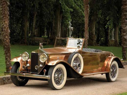Постер - Золотой Rolls-Royce, 90 x 60 см, Постер в раме, Транспорт