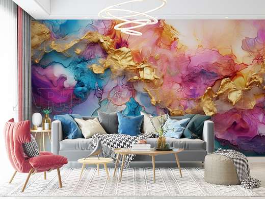 Wall mural - The game of colors with gold