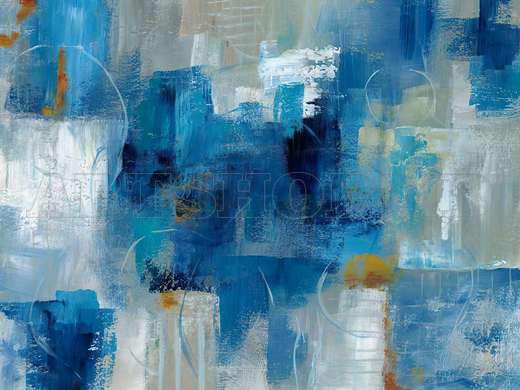 Poster - Abstract shades of blue, 90 x 60 см, Framed poster on glass, Abstract