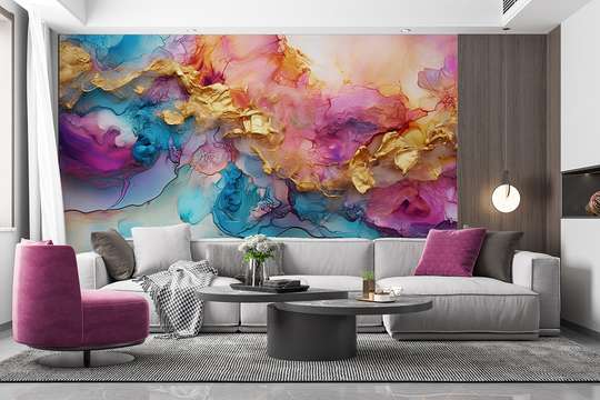 Wall mural - The game of colors with gold