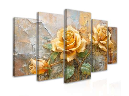 Tablou Multicanvas, Trandafiri bej cu efect 3D, 108 х 60