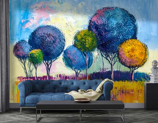 Wall Mural - Colorful trees painted in bright colors