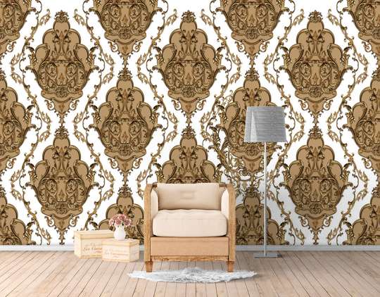 Wall Mural - Golden pattern on a white background