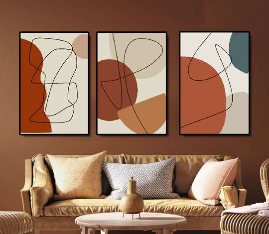 Poster - Liniile abstracte, 60 x 90 см, Poster inramat pe sticla, Seturi