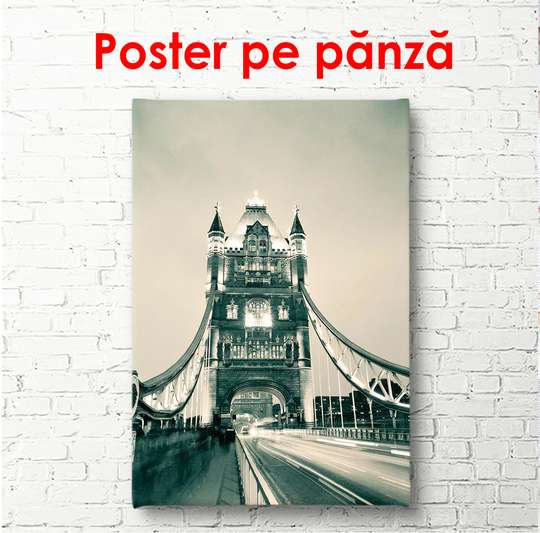 Poster - Black and white bridge, 45 x 90 см, Framed poster