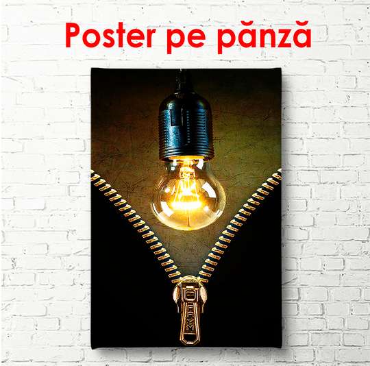 Постер - Молния и лампочка, 30 x 60 см, Холст на подрамнике