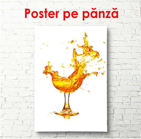 Постер - Абстрактный бокал с оранжевым напитком, 60 x 90 см, Постер в раме