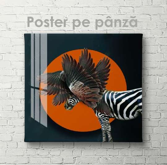 Poster, Fantastic zebra, 40 x 40 см, Canvas on frame, Animals