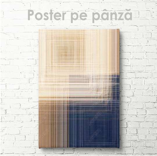 Постер - Бежо-синие абстракции, 30 x 45 см, Холст на подрамнике, Абстракция