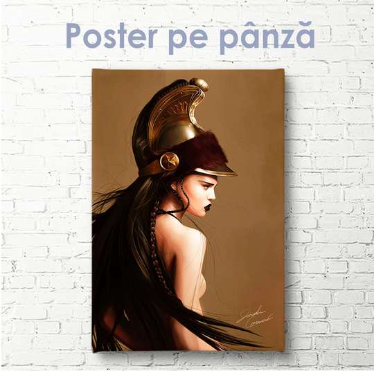 Постер - Девушка рыцарь, 30 x 60 см, Холст на подрамнике, Ню