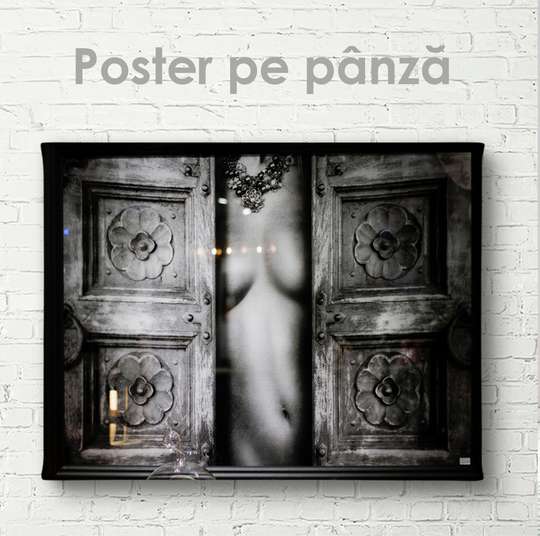 Постер - Черно-белый снимок, 45 x 30 см, Холст на подрамнике, Ню