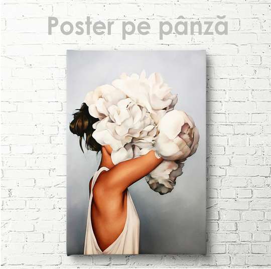 Poster - Fată - Bujor, 30 x 45 см, Panza pe cadru