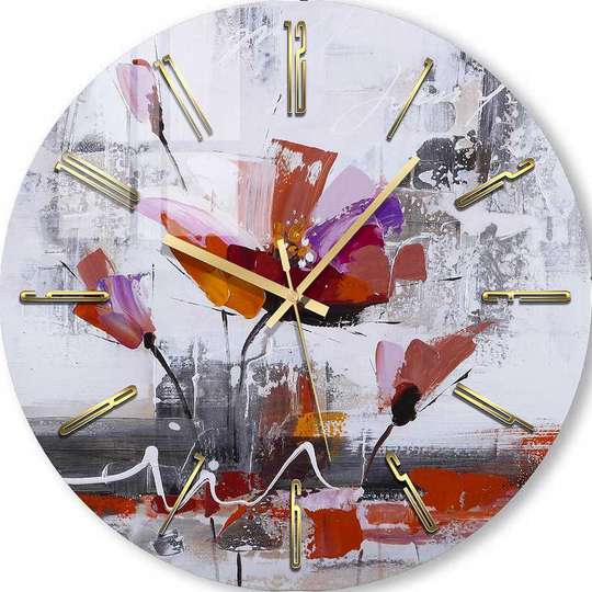 Ceas din sticlă - Macul roșu, 40cm