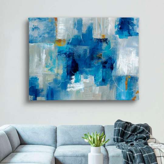 Poster - Abstract shades of blue, 45 x 30 см, Canvas on frame