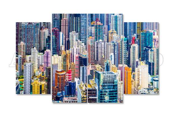 Tablou Pe Panza Multicanvas, Orașul multicolor, 198 x 115, 198 x 115