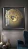 Постер - Золотая луна, 40 x 40 см, Холст на подрамнике, Абстракция