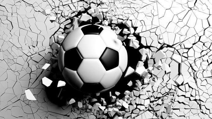 Фотообои - Футбольный мяч сквозь стену