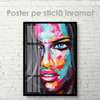 Poster - Portrait of a girl, 45 x 90 см, Framed poster on glass, Glamour