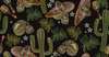 Фотообои - Бесшовный принт кактусов и черепов н чером фоне