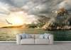 Wall Mural - Foggy sunset over the hills.