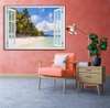 Wall Sticker - 3D window with sea view at sunset, Window imitation