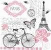 Poster - Turnul Eiffel cu fluturi roz, 100 x 100 см, Poster înrămat, Provence