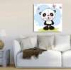 Poster - Panda with butterflies on a spring background, 100 x 100 см, Framed poster, For Kids
