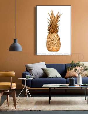 Poster - Ananas auriu, 30 x 45 см, Panza pe cadru, Glamour