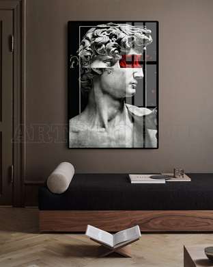 Poster - Statuia lui David cu privirea roșie, 30 x 45 см, Panza pe cadru, Diverse
