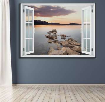 Wall Sticker - Nerw York view 3D window overflowing, Window imitation