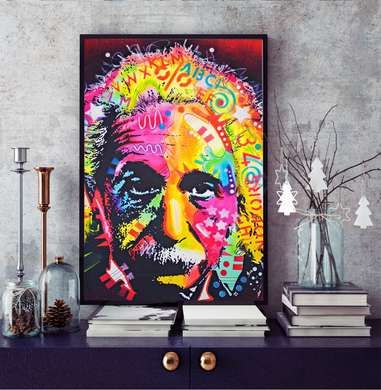 Poster - Colorful portrait of Newton, 60 x 90 см, Framed poster, Famous People