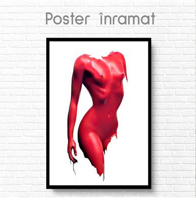 Poster - Silueta rosie, 60 x 90 см, Poster inramat pe sticla