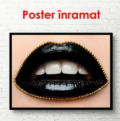 Poster - Black lips, 100 x 100 см, Framed poster, Different