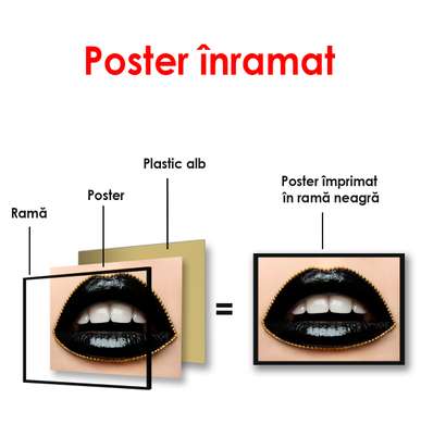 Постер - Черные губы, 100 x 100 см, Постер в раме, Разные