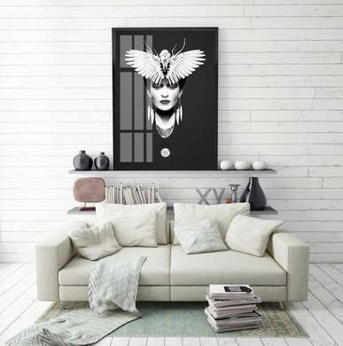 Постер - Призрак красивой девушке, 30 x 60 см, Холст на подрамнике, Черно Белые
