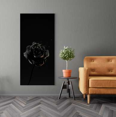 Poster - Trandafir negru estetic, 45 x 90 см, Poster inramat pe sticla