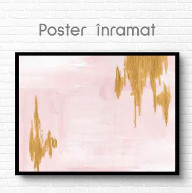 Poster - Golden smudges on a gentle background, 45 x 30 см, Canvas on frame, Abstract