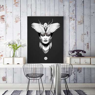 Poster - Ghost of a beautiful girl, 30 x 60 см, Canvas on frame, Black & White