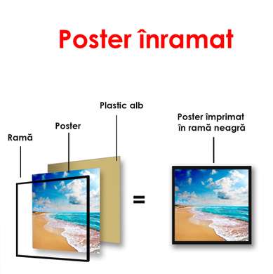 Poster - Valuri pe coasta mării, 100 x 100 см, Poster înrămat