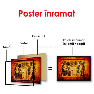 Poster - Istoria egipteană pe pergament, 90 x 60 см, Poster înrămat, Vintage