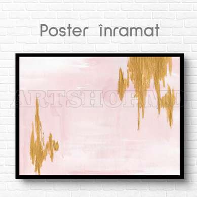 Poster - Golden smudges on a gentle background, 90 x 60 см, Framed poster on glass, Abstract