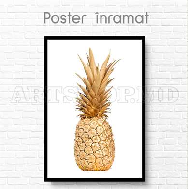 Poster - Ananas auriu, 30 x 45 см, Panza pe cadru, Glamour