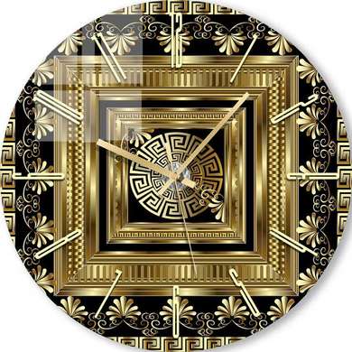 Glass clock - Golden Squares, 40cm